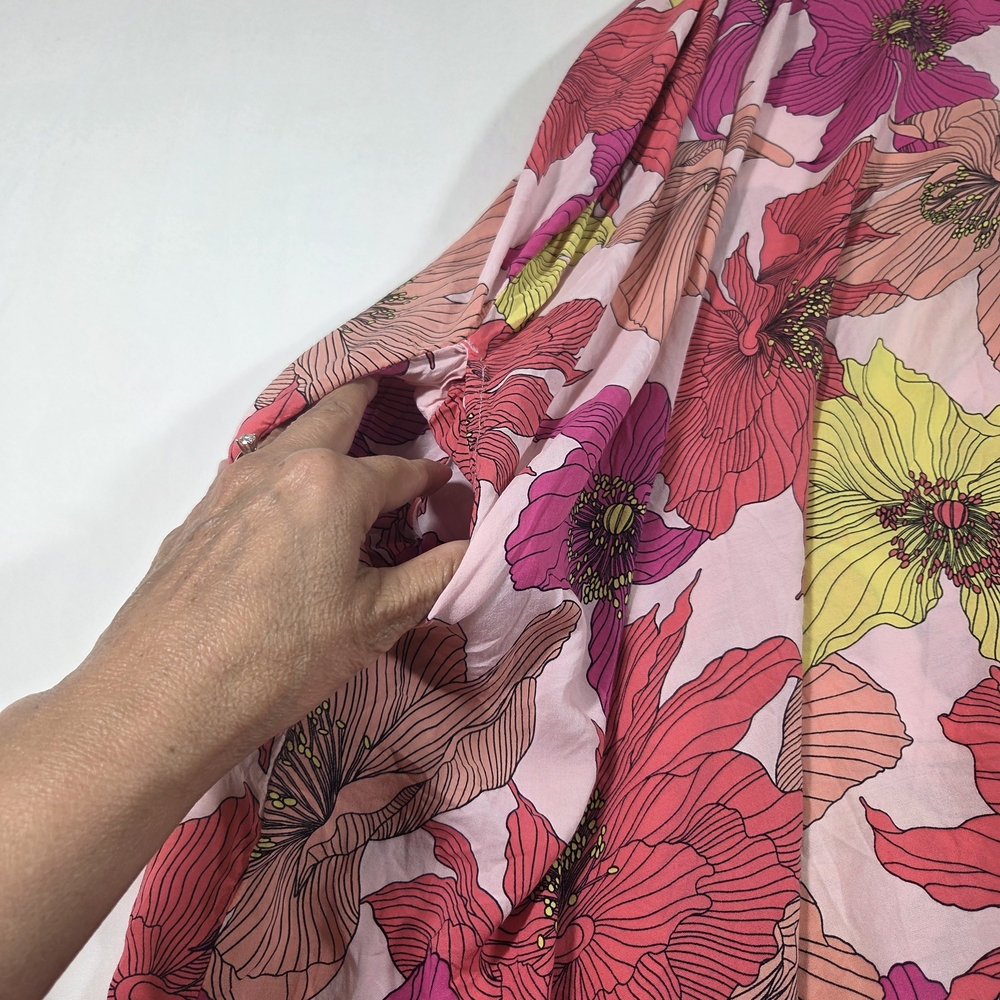 Joyspun Floral Spaghetti Strap Maxi Dress Pink Yellow Blossom Flowy Summer - Picture 13 of 16